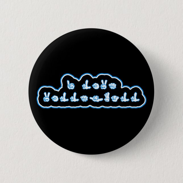 VolleyChick I Love Volleyball ASL Button (Front)