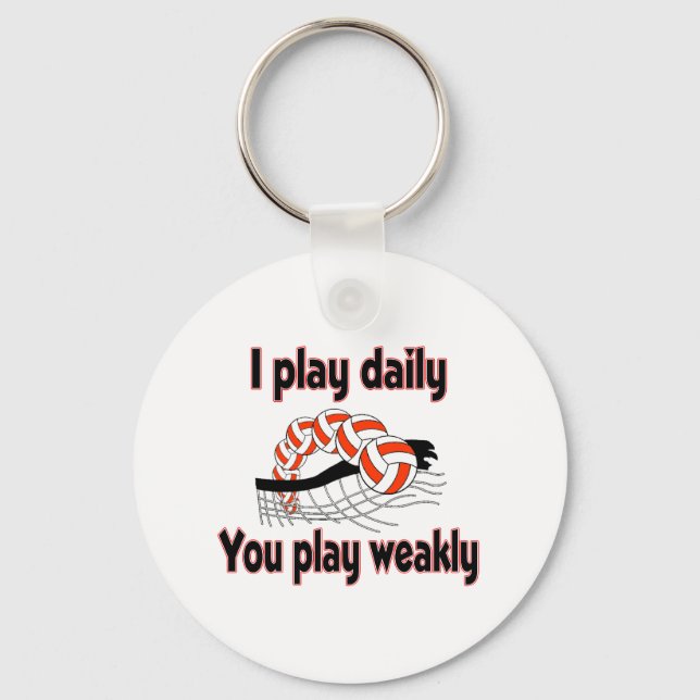 VolleyChick I Play Daily Keychain (Front)