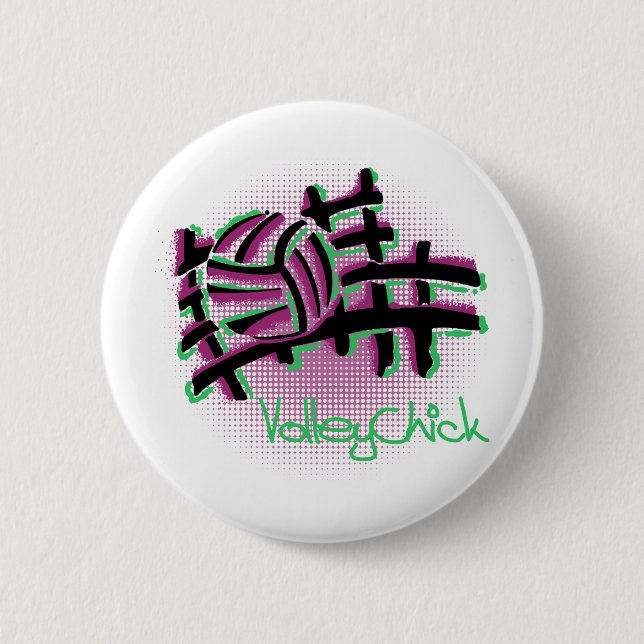 VolleyChick Netzo Pinback Button (Front)