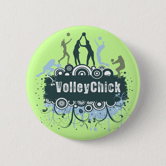 VolleyChick Star Grunge Pinback Button (Front)