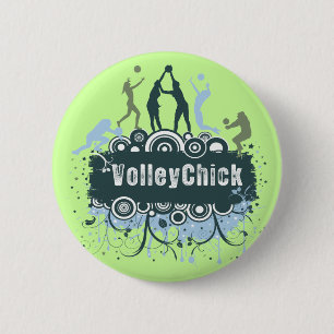 VolleyChick Star Grunge Pinback Button