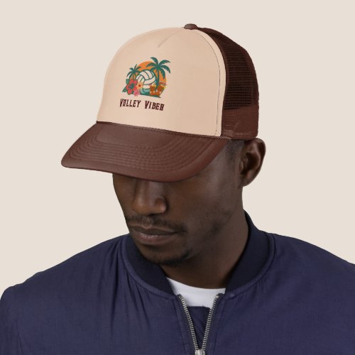 VolleyChick Tiki Volleyball Tropical Team Spirit Trucker Hat