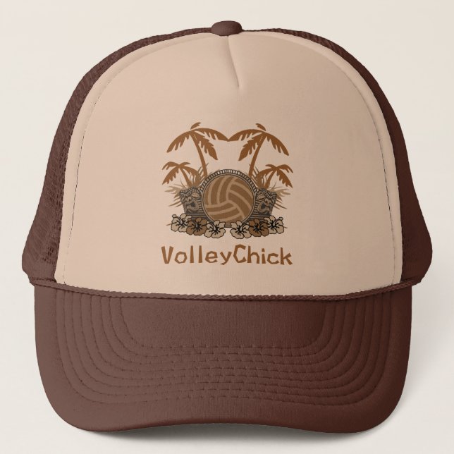VolleyChick Two Tiki Trucker Hat (Front)