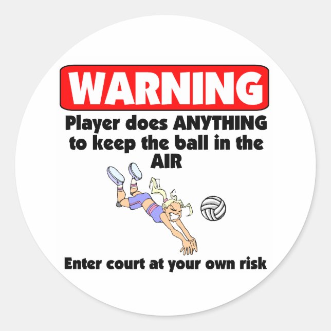 VolleyChick Warning Classic Round Sticker (Front)