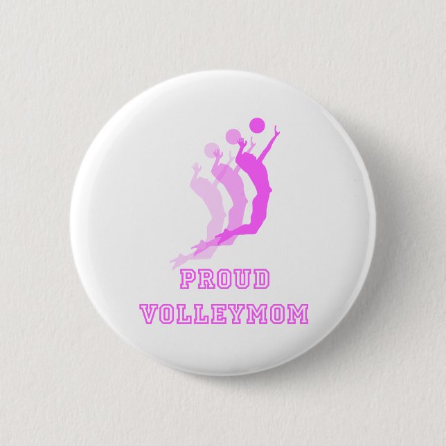 VolleyChickProudMomDark Pinback Button (Front)