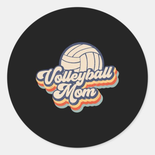 Volleyll Mom Mama Mothers Day Vintage Retro Funny  Classic Round Sticker