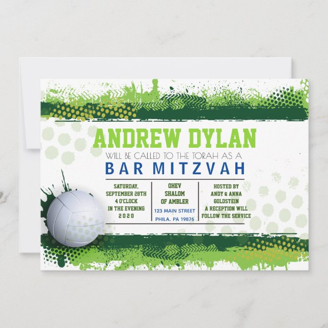 VOLLYBALL SPLASH Bar Mitzvah Invitation (Front)