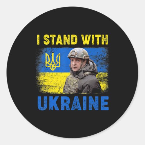 Volodymyr Zelensky I Stand With Ukraine Ukrainian  Classic Round Sticker