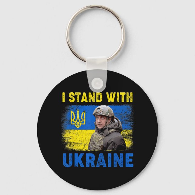 Volodymyr Zelensky I Stand With Ukraine Ukrainian  Keychain (Front)