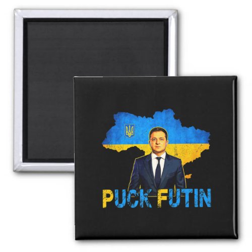 Volodymyr Zelensky Puck Futin Meme I Stand With Uk Magnet
