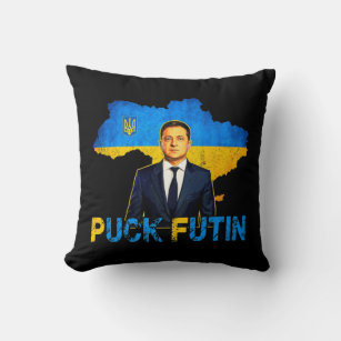 Volodymyr Zelensky Puck Futin Meme I Stand With Uk Throw Pillow