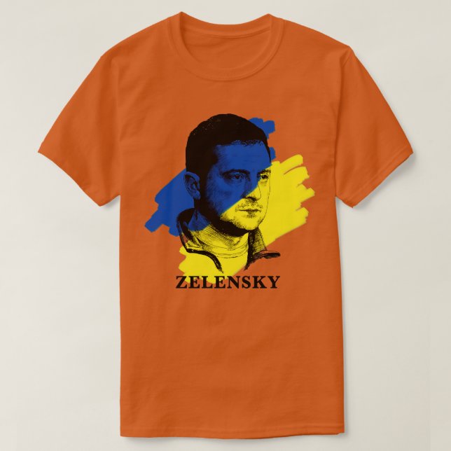 Volodymyr Zelensky Ukraine Flag T-Shirt (Design Front)