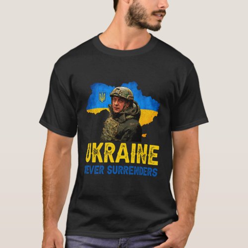 Volodymyr Zelensky Ukraine Never Surrenders Suppor T_Shirt