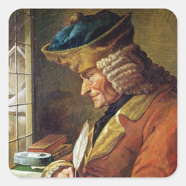 Voltaire  in his Study Square Sticker (Front)