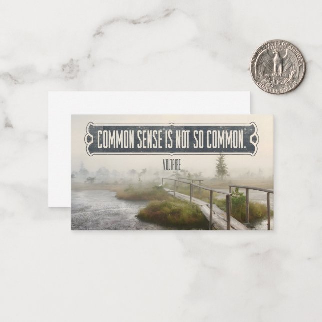 Voltaire Inspirational Quote "Common sense" Note Card (Front/Back In Situ)