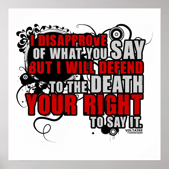 Voltaire Quote (Color) Poster (Front)