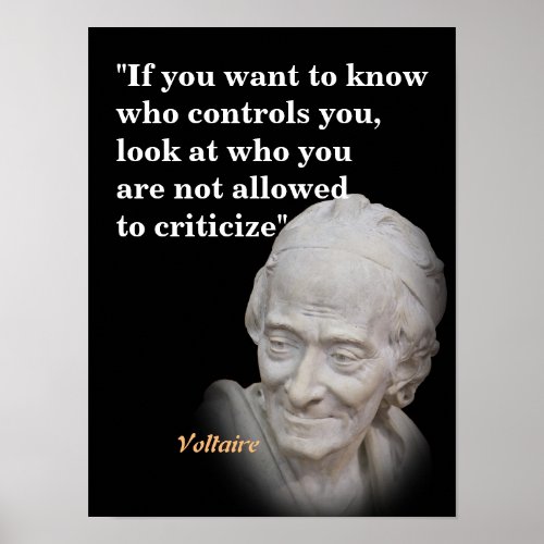 Voltaire Quote On Who Controls You Poster