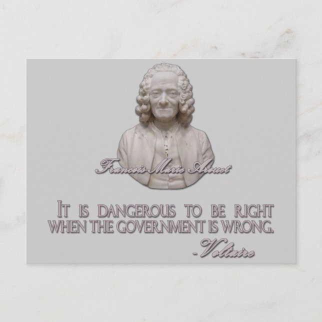 Voltaire Quote on Wrong Government Postcard (Front)