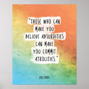 Voltaire Quote Poster Humanism Secularist