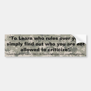 VOLTARE To Learn who Rules Over you Bumper Sticker