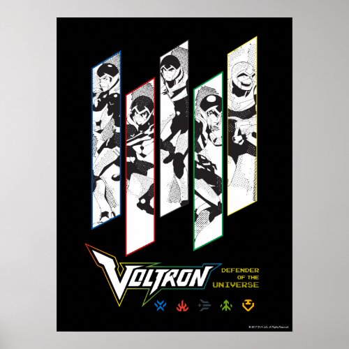 Voltron  Classic Pilots Halftone Panels Poster