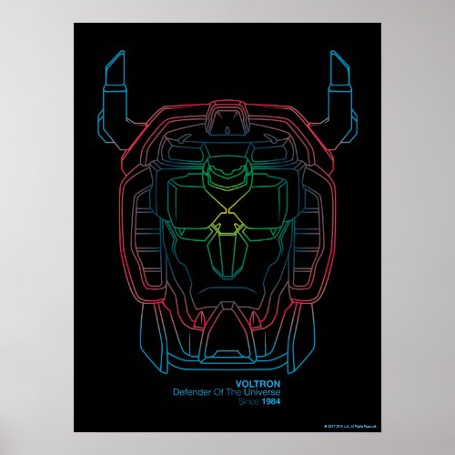Voltron  Pilot Colors Gradient Head Outline Poster