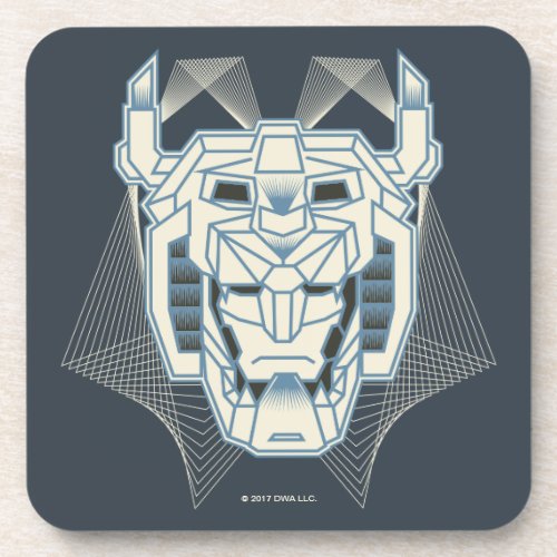 Voltron  Voltron Head Blue and White Outline Beverage Coaster