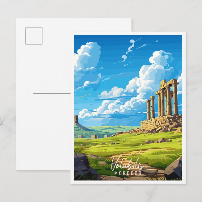Volubilis Morocco vintage travel illustration Postcard (Front/Back)