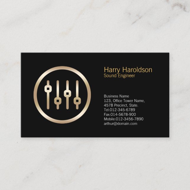 Volume Sliders Icon Sound Engineer Business Card (Front)