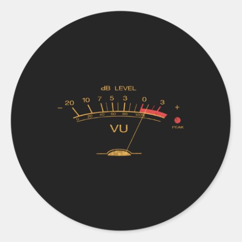 Volume Vu Meter Audio Engineer Recording Studio Classic Round Sticker