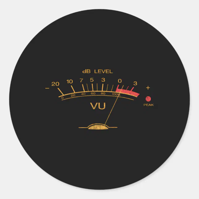 Sticker Design Sound Engineer Volume Vu Meter Audio Engineer Recording Studio Classic Round Sticker ...