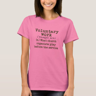 Voluntary work tee - green letters