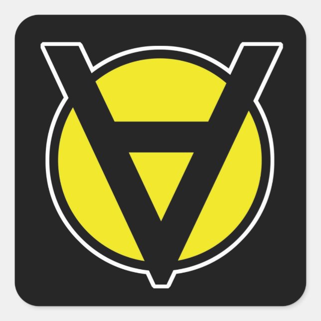 Voluntaryism Square Sticker - Anarchy Yellow (Front)