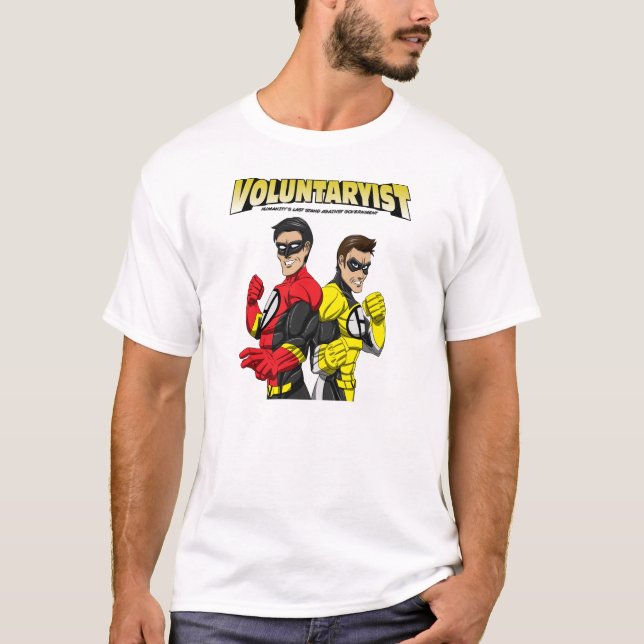 Voluntaryist Cartoon Hero T-Shirt (Front)