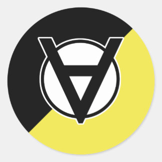 Voluntaryist Original Logo on Black and Yellow Classic Round Sticker