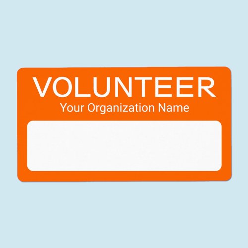 Volunteer Adhesive Label Name Tags Custom Orange