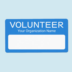 Volunteer Adhesive Name Badges Personalized Blue Label