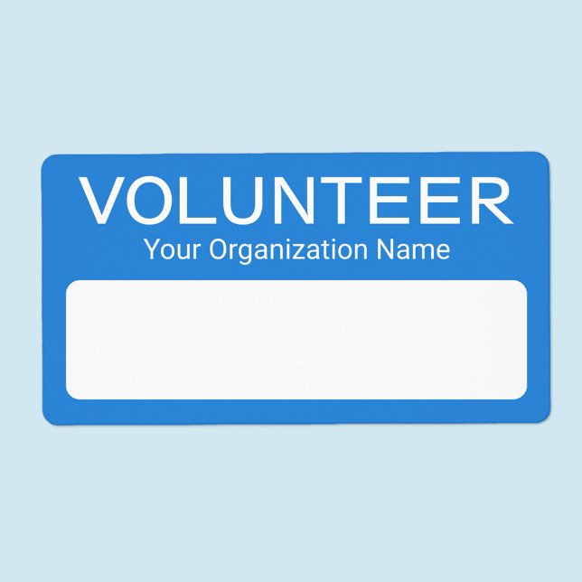 Volunteer Adhesive Name Badges Personalized Blue Label (MISOOK Blue Volunteer Name Tag Stickers)