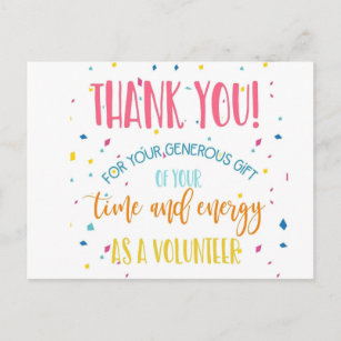 volunteer appreciation announcement postcard