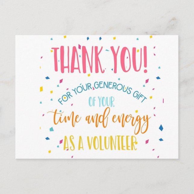volunteer appreciation announcement postcard (Front)