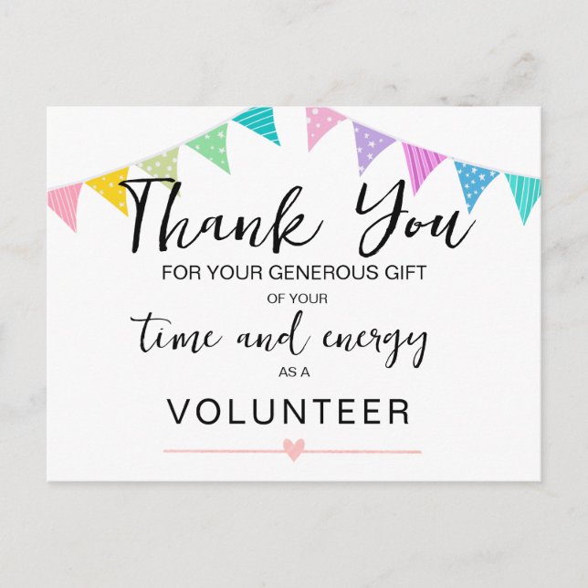 Volunteer Appreciation Announcement Postcard  (Front)