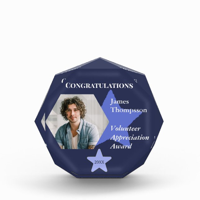 Volunteer Appreciation  Award Keepsake Photo Block (Front)