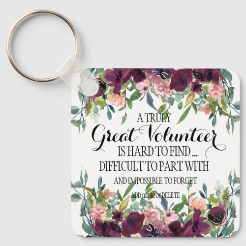Volunteer appreciation keychain gift Floral Design