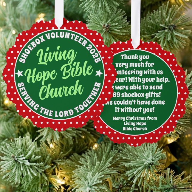 Volunteer Appreciation Paper Ornament - Christmas (Creator Uploaded)