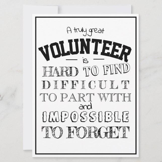 Volunteer Appreciation Thank you Gift script white Card (Front)