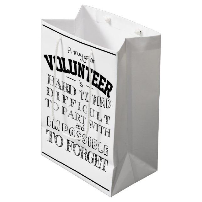 Volunteer Appreciation Thank you Gift script white Medium Gift Bag (Front Angled)
