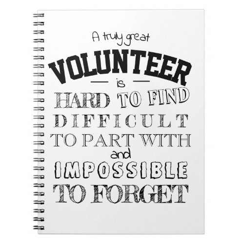 Volunteer Appreciation Thank you Gift script white Notebook