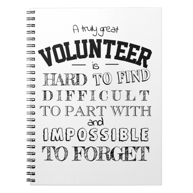 Volunteer Appreciation Thank you Gift script white Notebook (Front)