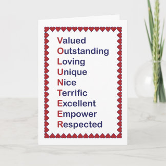 Volunteer Appreciation Thanks Hearts Red White  Thank You Card