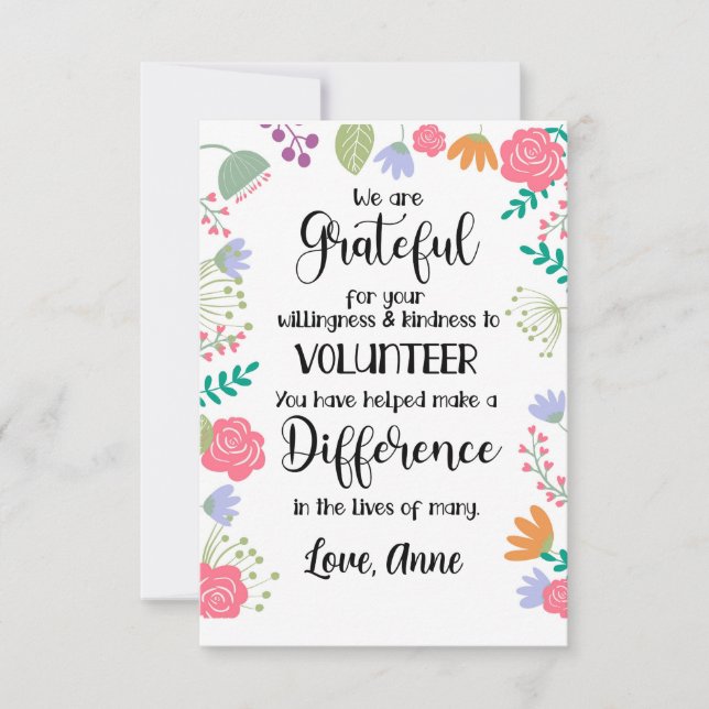 volunteer appreciation week card (Front)
